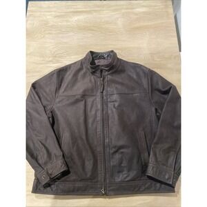 Joseph A. Banks Leather Jacket Men's XXL Matte Brown Leather